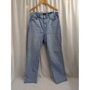 Banana Republic womens 33 long high-rise straight light wash jeans distressed I4